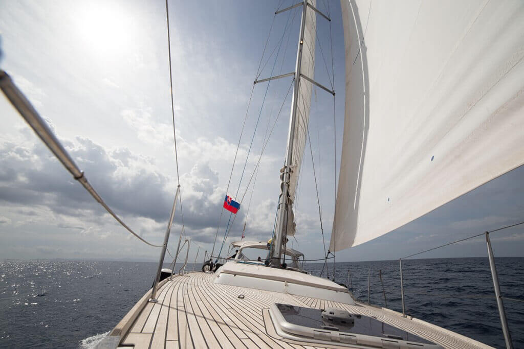 slovak flag flying on a luxury yacht