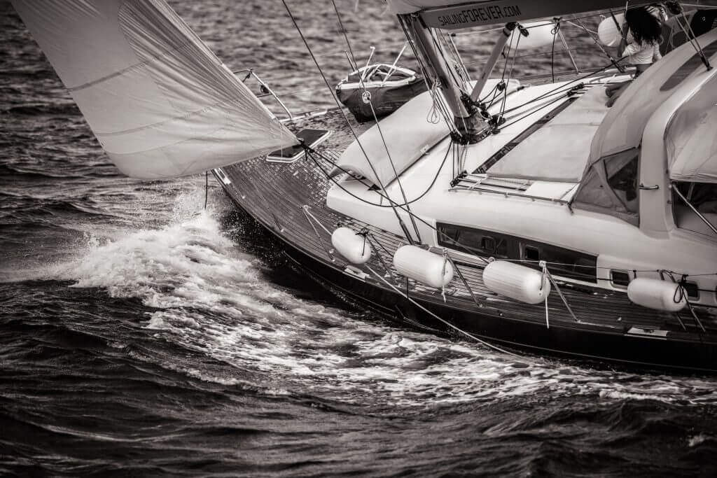 yacht sailing dramatic closeup