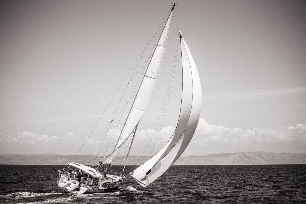 strong wind pushing yacht sideways