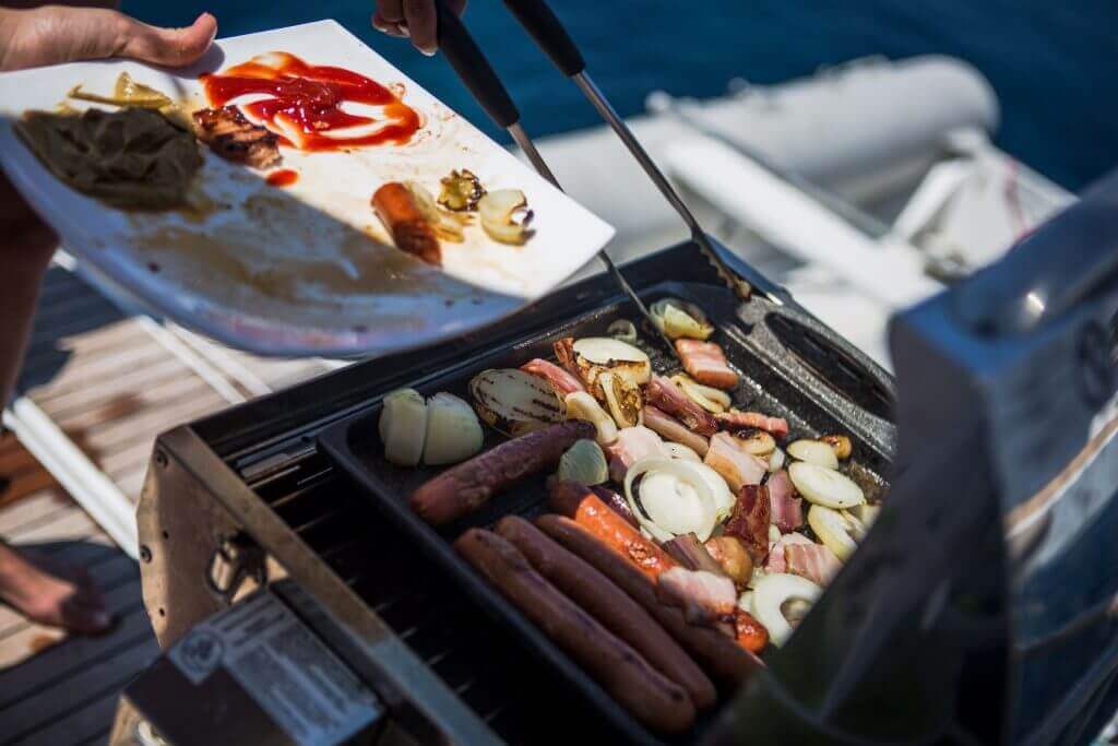 grilling on a yacht