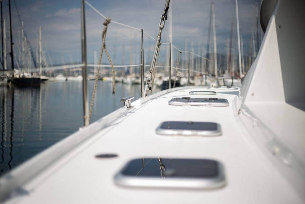 closeup of a yacht windows